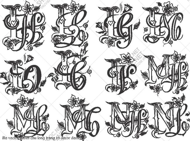 file vector nhom chu long trang tri decor 
